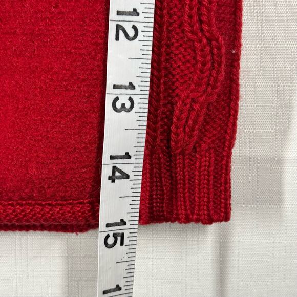 100% Boiled Wool Cardigan Cherry Red Cable Knit Size L Holiday Christmas Granny - Picture 16 of 16